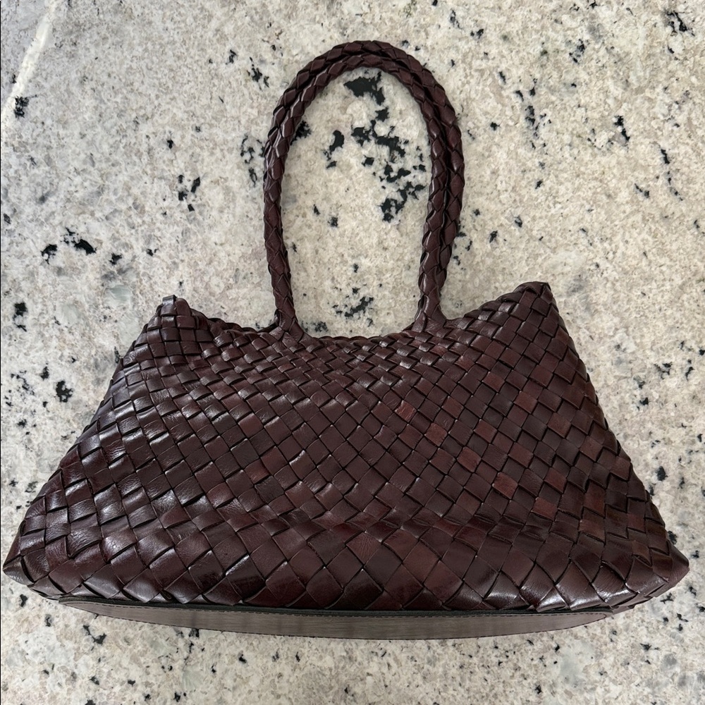 Hand-Woven Brown Leather Tote